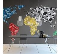 Papier Peint "Map of the World Colorful Solids" 154 x 200 cm Imprimé G