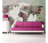 Papier peint Map of the World Howling to the moon 2-Taille L 200 x H 154 cm Imprimé