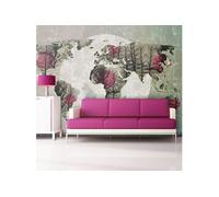 Papier peint Map of the World Howling to the moon 2-Taille L 350 x H 270 cm Imprimé