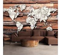 Papier peint Map On Wood-Taille L 100 x H 70 cm Imprimé G