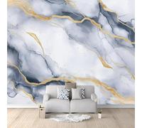 Papier Peint Marbre Gris et Or 3D Auto Adhesif Panoramique Mural Moderne Papier Peint en Soie Poster Trompe L'oeil Décoration Murale Salon Chambre 150x105 cm B-0961