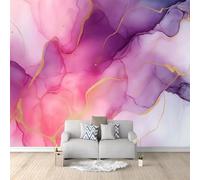 Papier Peint Marbre Rose 3D Auto Adhesif Panoramique Mural Marbre Violet Papier Peint en Soie Poster XXL Décoration Murale Salon Chambre 300x210 cm B-3520