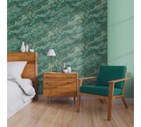 Papier Peint Marbré Vinyle Vert / Or Elle Décoration Sortilège Mystique 10447-19