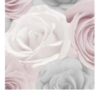 Papier peint Melany - Rose / Gris - Brillance métallique - World of Wallpaper AF0013