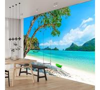 Papier Peint Mer 3D Auto Adhesif Panoramique Mural Paysage de Bord de Mer Papier Peint en Soie Poster Trompe L'oeil Décoration Murale Salon Chambre 200x140 cm B-2712
