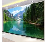 Papier Peint Merveilles Naturelles 300 X 210 Cm Murales Non Tissé Hautes Montagnes Lacs Poster Tableaux Muraux Imprimé 3D Tapisserie Photo Pour Chambre Cuisine Salon, Decoration Wallpaper Mural Vert