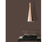 Papier Peint Métallique Design Art Déco - Cuivre, Noir