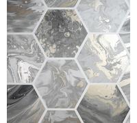 Papier Peint Métallique Géométrique Arthouse Marbré Tourbillon - Charbon 908502