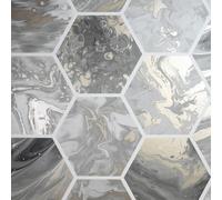 Papier Peint Métallique Géométrique Arthouse Marbré Tourbillon - Charbon 908502