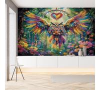 Papier Peint Meuble Attrape-Rêves Boho Fleur Ethnique Papier Peint Soie Tribal Hibou Floral Boheme Rouleau Adhesif Wallpaper Autocollant Film Décoration Murale Salon Chambre Bureau 430x300 cm