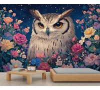 Papier peint mignon hibou fleur country floral gothique mural pour salon bleu ciel étoilé papier peint chambre fille animal sauvage oiseau enfants papier peint pour chambre à coucher salon 400 x 280