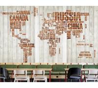 Papier Peint Mode Grain De Bois Carte De L'alphabet Anglais Décontracté Après-midi Thé Boisson Boutique Fond Mur Restaurant Occidental Papier Peint Café Mural,3D,400x280cm