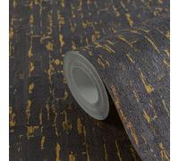 Papier Peint Moderne Avec Texture Structurée - Noir, Or, Métallique