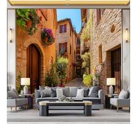 Papier peint Moderne Du Milieu Du Siècle Kaki en non-tissé, Papiers Peints Autocollant Motif Architecture Ville Plantes Adhesif pour Meuble Chambre Armoire Salle de Bain Amovible 200 x 140 cm