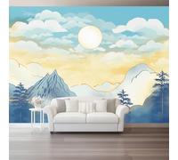Papier Peint Moderne Panoramique 3D Bleu Montagnes Soleil Grandes Murales Poster Pour Salon Adulte Chambre D'Enfants Étude Maison Décoration Intérieure 400 X 280 Cm
