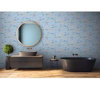 Papier Peint Monde Sous-Marin Avec Poissons - Turquoise, Multicolore, Rose