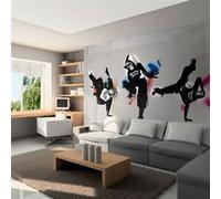 Papier peint Monkey dance street art-Taille L 350 x H 270 cm Imprimé