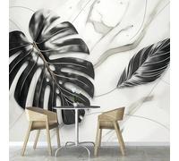 Papier Peint Monstera 3D Auto Adhesif Panoramique Mural Motif Marbré Papier Peint en Soie Poster XXL Décoration Murale Salon Chambre 400x280 cm A-7604