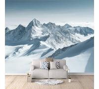 Papier Peint Montagne Enneigée 500x280 cm Papier Peint Panoramique Effet 3D, Peinture Murale intissé Grande, pour Moderne Salon Chambre TV Fond