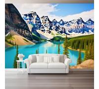 Papier Peint Montagnes De Neige Nordiques Panoramique 3D Bleu Montagnes Lac Grandes Murales Poster Pour Salon Adulte Chambre D'Enfants Étude Maison Décoration Intérieure 400 X 280 Cm
