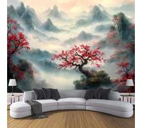 Papier Peint Montagnes Nuageuses 308X220 Cm Tissu En Soie Papier Peint Décoratif, Facile À Poser, Vallée Étrange Pour Salon, Chambre, Bureau - Gris