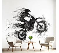 Papier Peint Motard, Autocollant Décoratif Peinture À L'Aquarelle Simple, Facile À Nettoyer Amovible, Blanc Convient Pour Les Salons, Meubles De Bureau Les Murs 150X105 Cm