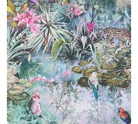 Papier peint motif animal Profhome 381791-GU papier peint non-tissé lisee sans texture avec des ornements floraux mat vert rose bleu orange 5,33 m2