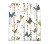 Papier peint motif bouleaux Papier peint Revetement Mural, Papiers peints Papillons Vintage, Tapisserie Facile à poser, Papier Autocollant Meuble Cuisine Papier Vinyle Adhesif(44x500 cm 17x196 in)