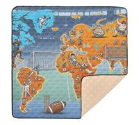 Papier peint motif carte du monde de style graffiti avec éléments sportifs en mousse souple pour l'intérieur et l'extérieur, imperméable, tapis d'éveil pour bébés, enfants, tout-petits, nourrissons