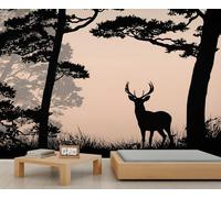 Papier peint motif cerf sauvage scène de forêt chasse papier peint personnalisé pin papier peint mural chambre à coucher pour salon, chambre à coucher, chambre d'enfant, poster 300 x 240 cm