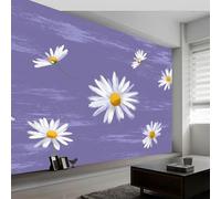 Papier Peint Motif De Marguerite Texturé Peint À La Main400 x 280 cm Décoration Papier Peint Moderne Violet Murale facile à nettoyer, idéale pour chambre et salon, avec un design unique et moderne