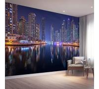 Papier Peint Motif Moderne Mer Lumière Architecture urbaine, Coloré 3D Panoramique Papier Peint, Mural Decoratif Pour Salon Chambre TV mur salon Murales, Moderne Décoration Murale 300 x 210 cm