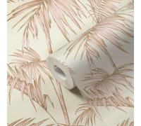 Lola Paris Palm Leaf Papier Peint Crème/Rose 36919-3 Métallique Exotique