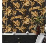 Papier Peint Motif Palmier Lola Paris Noir/Or 36919-5 Fronds Tropicaux