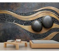 Papier peint motif pierres de basalte zen, grand papier peint moderne pour salon, décoration murale paysage, 400 x 280 cm (ne pas décoller et coller)