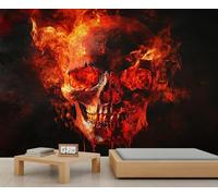 Papier peint motif tête de mort, papier peint terreur pour chambre d'enfant, salon, chambre à coucher, canapé, arrière-plan TV - 250 x 175 cm