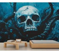 Papier peint motif tête de mort sous-marine, papier peint terreur pour salon, chambre à coucher, arrière-plan TV, hôtel, bar, décoration - 400 x 280 cm