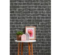 Papier Peint Mur En Pierre Naturelle Avec Des Briques Gris Foncé - Noir, Gris