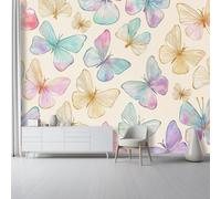 Papier Peint Mural 200 x 140 cm pour Salon Chambre Cuisine - Design Aquarelle rêveuse papillon - Facile à Poser, Imprimé Haute Résolution, Résistant à l’Eau et Facile à Nettoyer, Coloré
