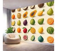 Papier Peint Mural 300 x 210 cm pour Salon Chambre Cuisine - Design Vecteur Fruit Gros plan - Facile à Poser, Imprimé Haute Résolution, Résistant à l’Eau et Facile à Nettoyer, Coloré
