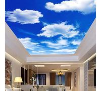 Papier Peint Mural 3D - Ciel Bleu Et Nuages Blancs Autocollants De Plafond Intissé Poster Geant - Moderne Autocollant Mural - Décoration De Peinture Murale Pour Chambre Salon Cuisine 200CMx140CM