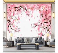 Papier peint Mural 3d, Coloré Tableau mural décoratif, Design Oriental Branches cerisier en fleurs Cadre Élégant, Décoration murale pour salon chambre bureau 250 x 175 cm