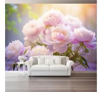 Papier peint Mural 3d, Coloré Tableau mural décoratif, Design Rêveur Pivoine Gros plan Élégant, Décoration murale pour salon chambre bureau 350 x 256 cm