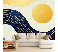 Papier Peint Mural 3D Courbe abstraite du soleil 500x280 cm Papier Peint Murale Panoramique Poster Tapisserie Photo intissé, pour Chambre Salon Personnalisé Murale Décoration