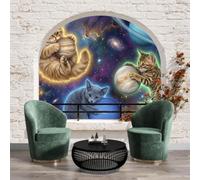 Papier Peint Mural 3D Effet Chambre Brique,Décoration Murale pour Salon, Intissé Premium Facile à Poser,Animaux de science-fiction créatifs,Des idées fantastiques sur l'espace et l'univers,400x280cm