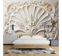 Papier Peint Mural 3D En Relief 64 X 112 Pouces En Forme D'Éventail Motif Floral Volutes D'Acanthe Grand Poster Photo Papier Peint pour Chambre À Coucher Fresque Murale Texturé En Relief pour Sal