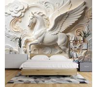 Papier Peint Mural 3D En Relief Représentant Un Cheval Volant Des Nuages De Bon Augure et Un Cheval En Vol 500 X 350 Cm (L X H) Motif Cheval Volant Décoration Murale Intissé Affiche D'Art