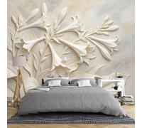 Papier Peint Mural 3D En Relief Représentant Un Lys Grand Format Blanc Sculpture Florale Intissé Photo Pour Salon Et Chambre Dimensions Sur Mesure Décoration Murale Panoramique Lys 159 × 280 Cm