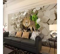 Papier Peint Mural 3D, Lion Animalier Papier Peint Amovible Peler Et Coller, Salon Chambre À Coucher Décor De Salle D'Étude Papier Peint Auto-Adhésif Grande Murale Pour Fond Tv Mur Photo -128582853704