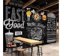 Papier peint mural 3D mode tableau noir Fast Food Burger Restaurant fond décoration murale papier peint rétro 250x175 cm